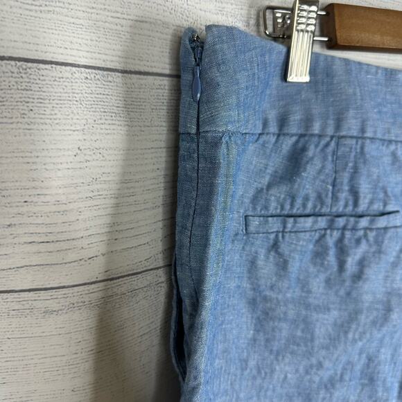 Loft Womens size 14 Riviera Linen Cotton Scalloped Hem Shorts Blue - Picture 3 of 7
